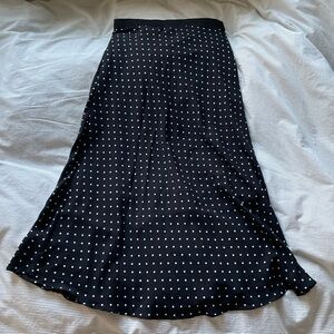 Black polka dot silk maxi skirt
